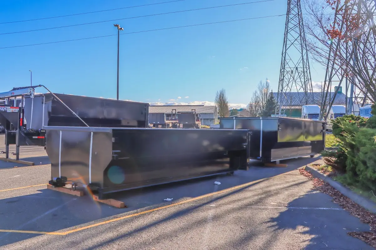 Roll-off dumpster ready for waste disposal at job site for 2 Yard Dumpster Rental in New Franklin